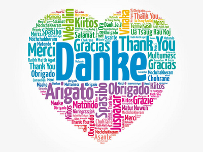 danke感谢德语，单词云背景，所有语言，多语言，教育或感恩节