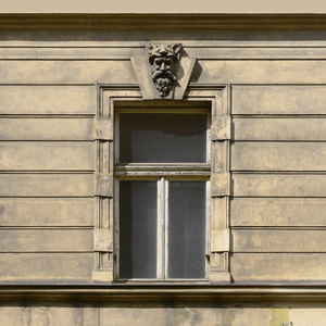 古建筑的窗户。 旧布拉格2018年。