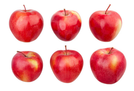 白色背景下分离出的红色美味苹果