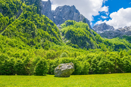 透过高山间如诗如画的平原，观赏土路风景