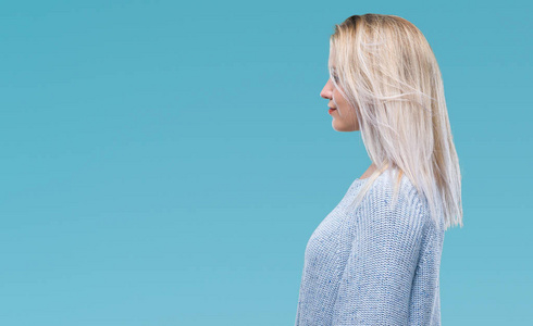 外国女性白底侧头图片