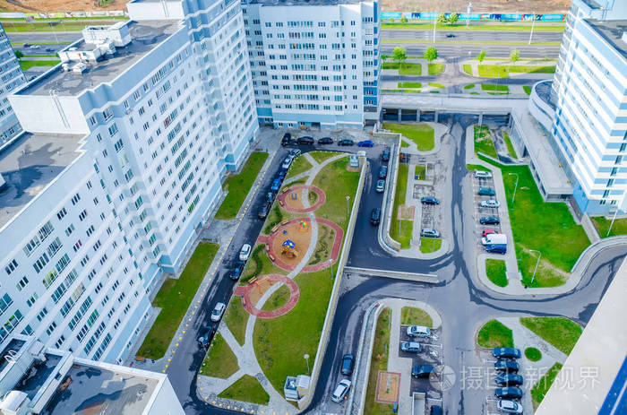 白俄罗斯明斯克城市街道鸟瞰图