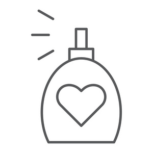 香味细线图标, 香气和爱情, 香水标志, 矢量图形, 在白色背景的线性图案