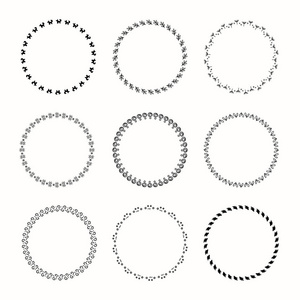 矢量图形圆圈帧的集合。 设计花圈