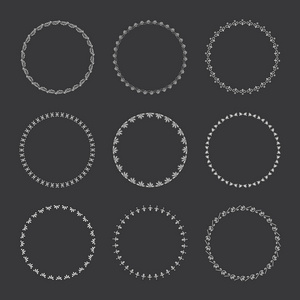 矢量图形圆圈帧的集合。 设计花圈