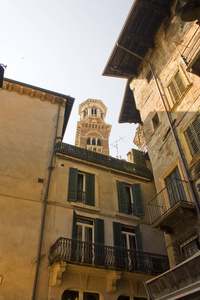 意大利维罗纳2018年6月21日老城典型的维罗纳建筑