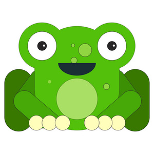 青蛙标志涂鸦卡通平面风格的青蛙. 白色背景上的插图.照片