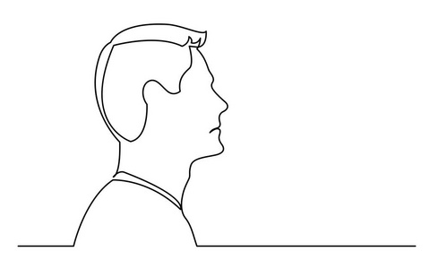 男子白色背景肖像上孤立的连续线条画商人矢量图标在透明背景下被隔离
