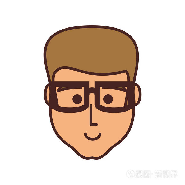 戴眼镜的年轻人的头