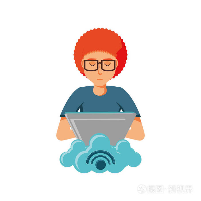 笔记本电脑和云计算的人