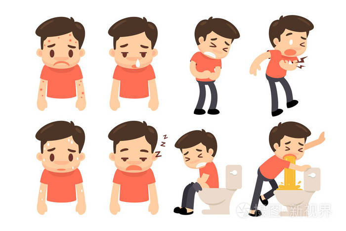 男子疾病行动卡通人物风格