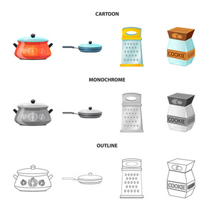 厨房和厨师标志的矢量设计。厨房和家电库存矢量图集