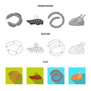 肉和火腿象征的向量例证。肉类和烹调股票的收集向量例证