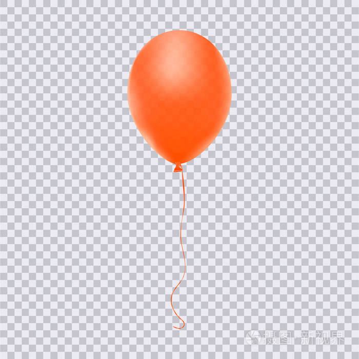 真实的橙色气球隔离在透明的背景上。 矢量插图