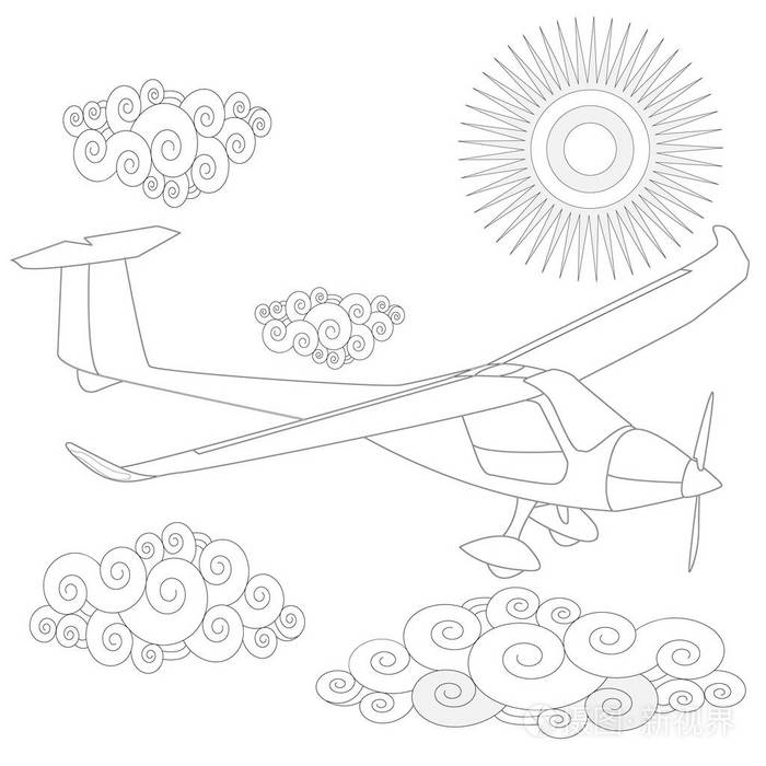 滑翔机滑翔机在天空中的着色图像插图