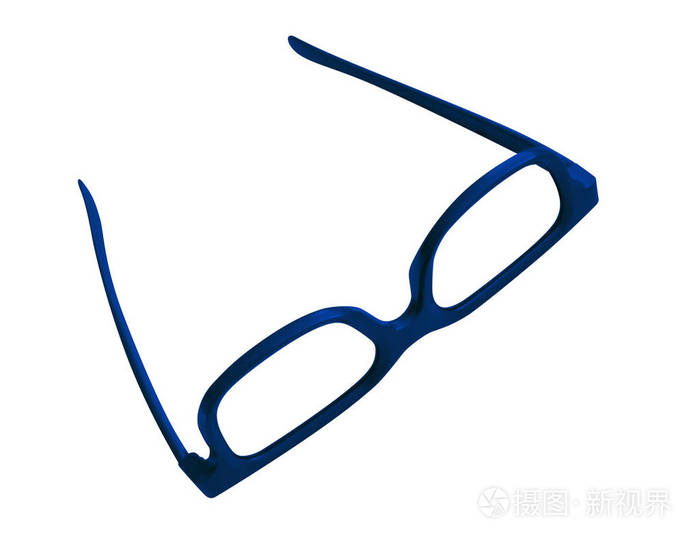 蓝色眼镜隔离在白色背景与裁剪路径。