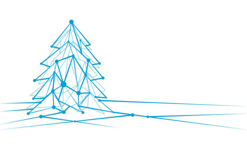 抽象圣诞节和新年背景与多边形线性圣诞树