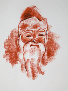 圣诞老人肖像手绘艺术插图