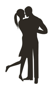 一个男人和一个女人在白色背景矢量上相互隔离的手臂上的素描轮廓。