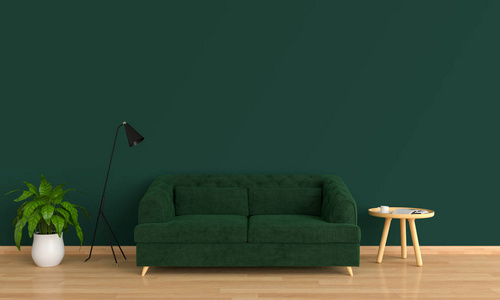 绿色客厅沙发3渲染