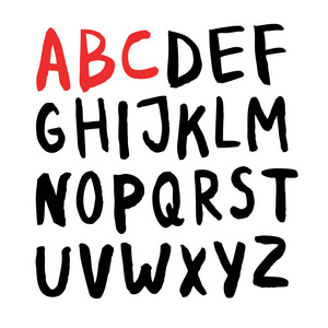 字母表。 手工制作的墨水字体。 。 时尚时髦的时髦向量插图