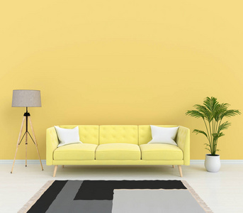 客厅黄色沙发，用于模型三维渲染