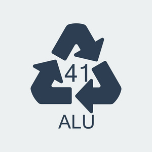 塑料回收符号 alu 41 包装塑料, 标签。矢量插图