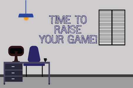 文字写文本时间提高你的游戏。商业理念为更具竞争力的行动成为赢家工作空间简约室内计算机和学习区内的房间照片