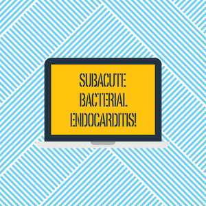 文字书写文本亚急性细菌性心内膜炎。用于感染心脏笔记本电脑显示器个人计算机设备平板电脑文本空间空白屏幕的业务概念