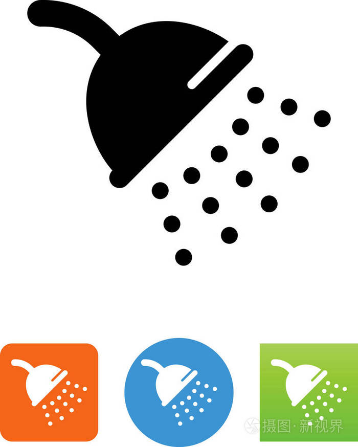 带水矢量图标的淋浴喷头