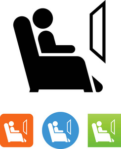躺椅与电视矢量图标图片