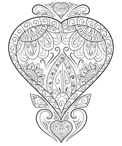 s heart with ornaments  image for relaxing activity.A coloring b