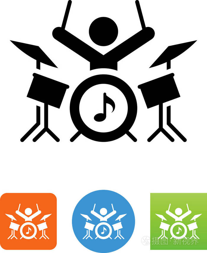 鼓手打鼓矢量图标