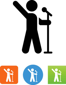 带有麦克风矢量图标的歌手照片