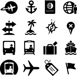 地点标记图标旅行矢量图标集照片
