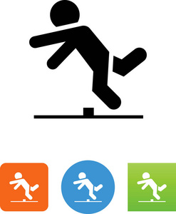 被障碍物矢量图标绊倒的人照片