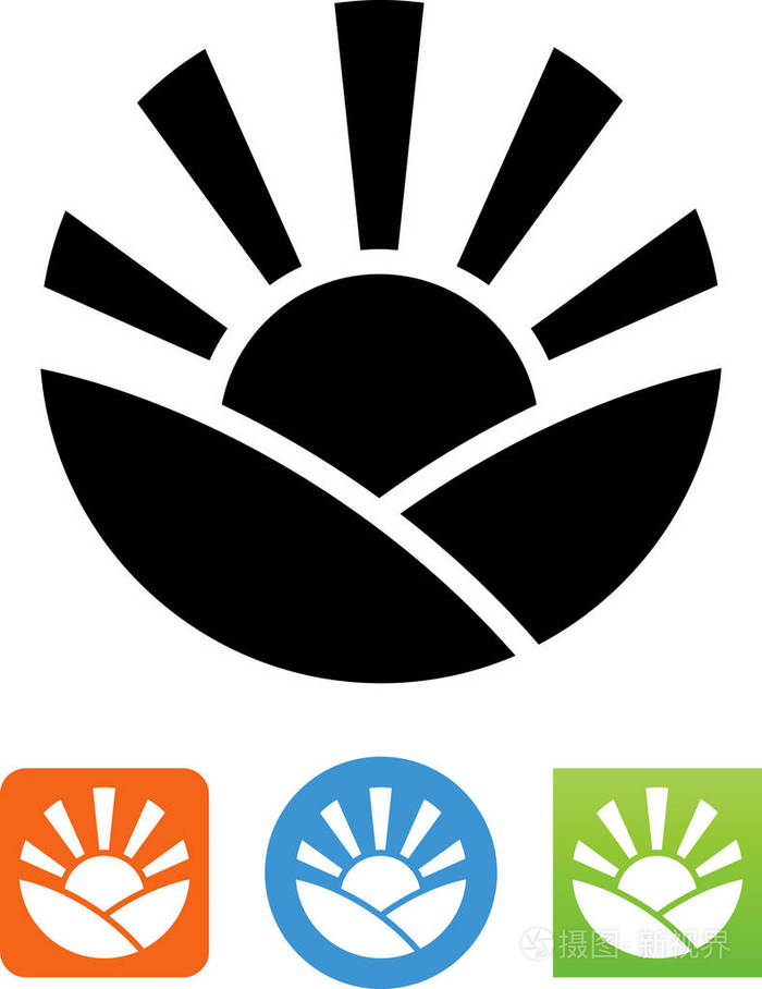 早晨日出在山丘上的图标