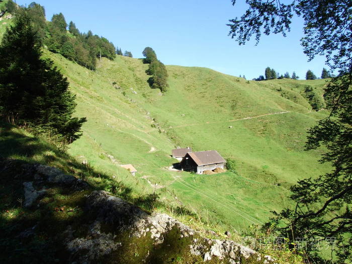 瑞士阿彭策尔奥塞尔罗顿奥斯威茨地区的农场和牧场