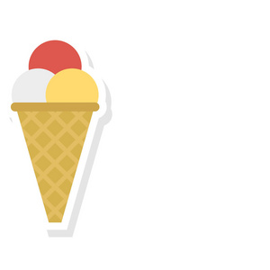 冰淇淋平面图标矢量插图