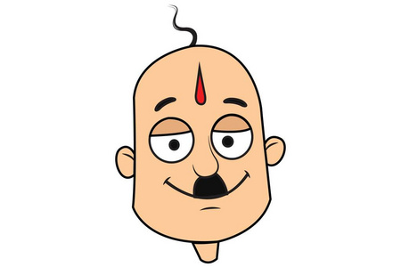 矢量卡通插图可爱秃顶男人快乐孤立在白色背景上