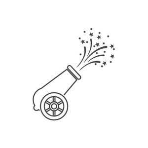 敬礼枪. 线性矢量图标. 白色背景.照片