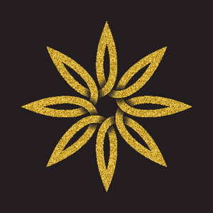 金色闪闪发光的标志符号在凯尔特风格的黑色背景。部落符号以八瓣花形式出现..珠宝设计用金章..