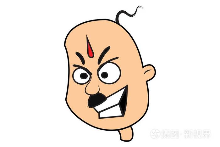 可爱秃顶男人的矢量卡通插图孤立在白色背景上