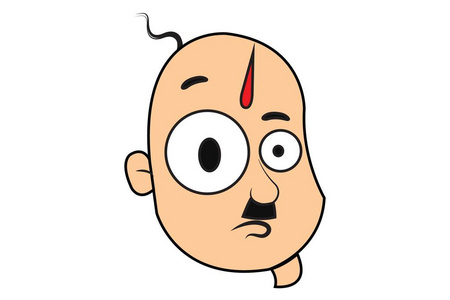 好看男头可爱矢量卡通插图可爱光头男糊涂.孤立在白色背景上.照片