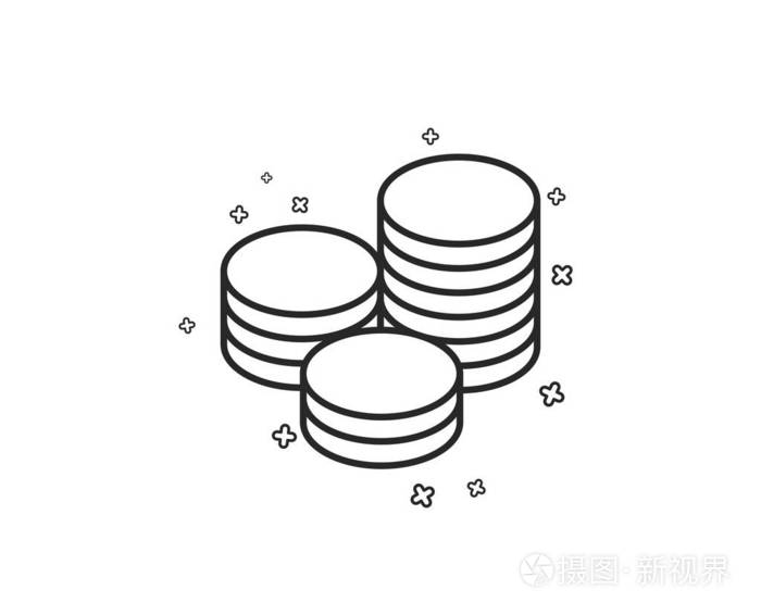 硬币货币线图标. 银行货币标志.插画-正版商用图片16fnze-摄图新视界