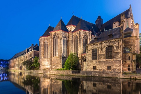 s church in Ghent at sunset, Belgium historic city.