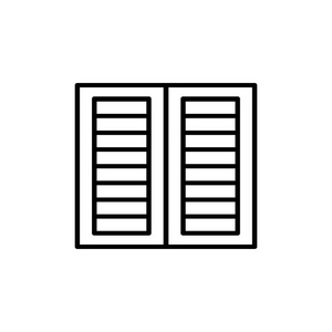  white illustration of old louver window shutter. Vector line ic