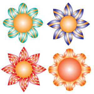五颜六色的花饰有橙色的圆圈