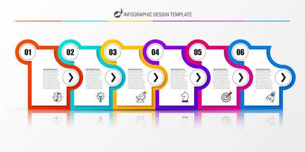 信息设计模板。 创意概念有6个步骤。 可用于工作流布局图横幅Web设计。 矢量插图