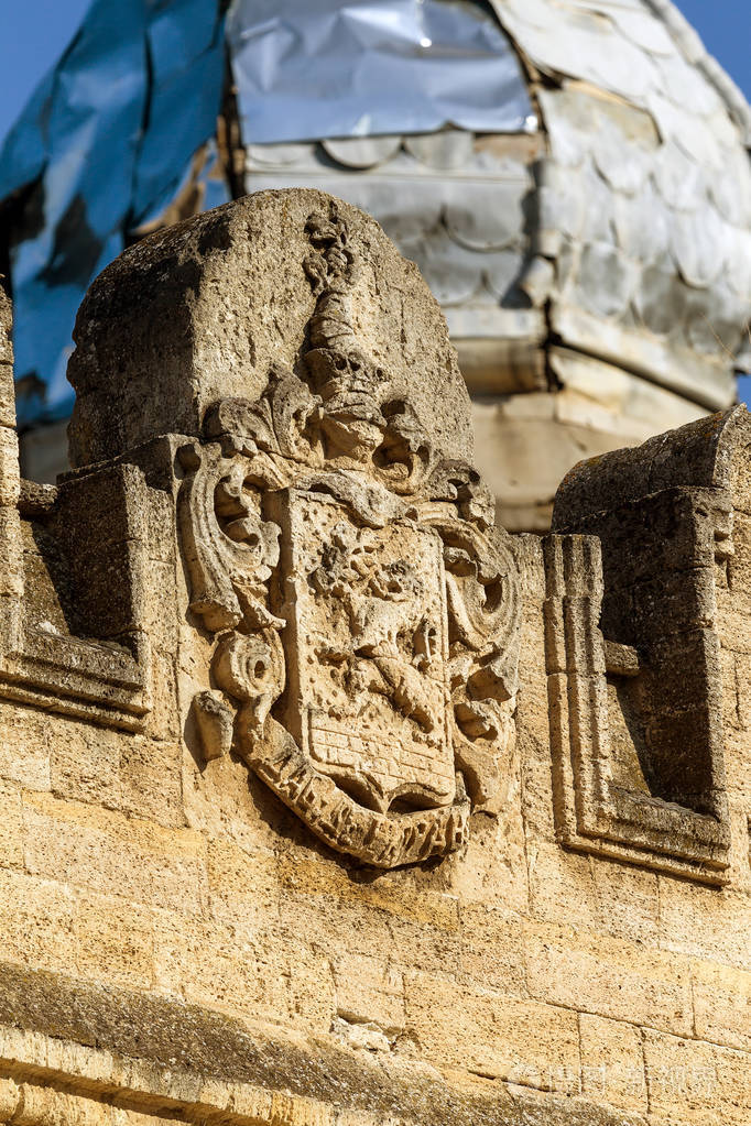 十八世纪旧巴洛克建筑雕塑设计细节.